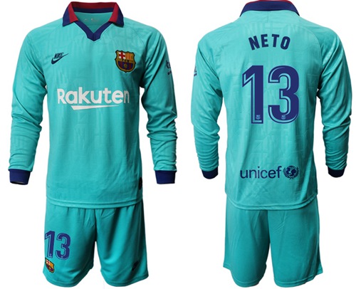 Barcelona #13 Neto Third Long Sleeves Soccer Club Jersey